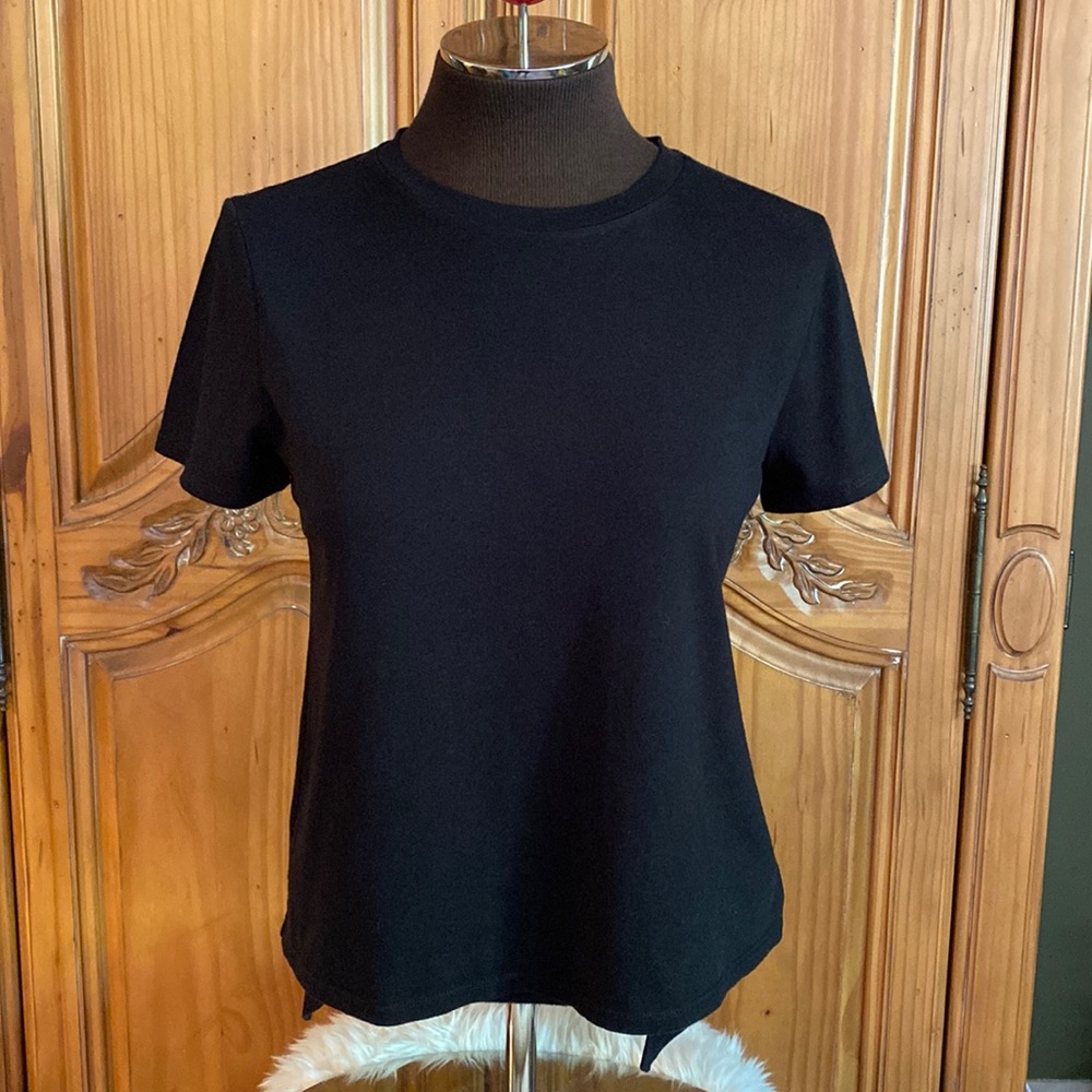 Madewell black, small cotton blend tie back t-shirt